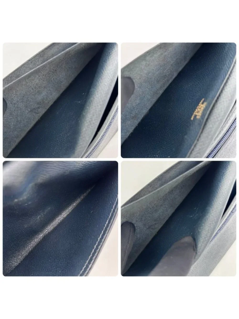 Hermes Bearn Classic Bifold Wallet Navy Leather Epsom